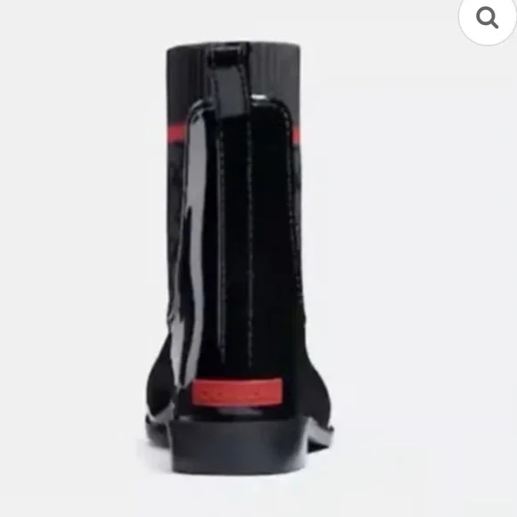 Coach Rivington Rain Boots. Size 8 Black Red. Logo - Picture 3 of 15